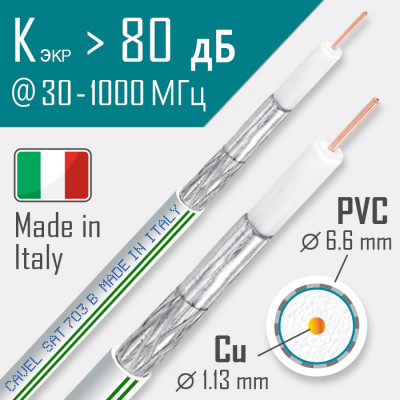 CAVEL SAT 703 B (100м) коаксиальный кабель 75 Ом CAVEL SAT 703 B (100м) коаксиальный кабель 75 Ом